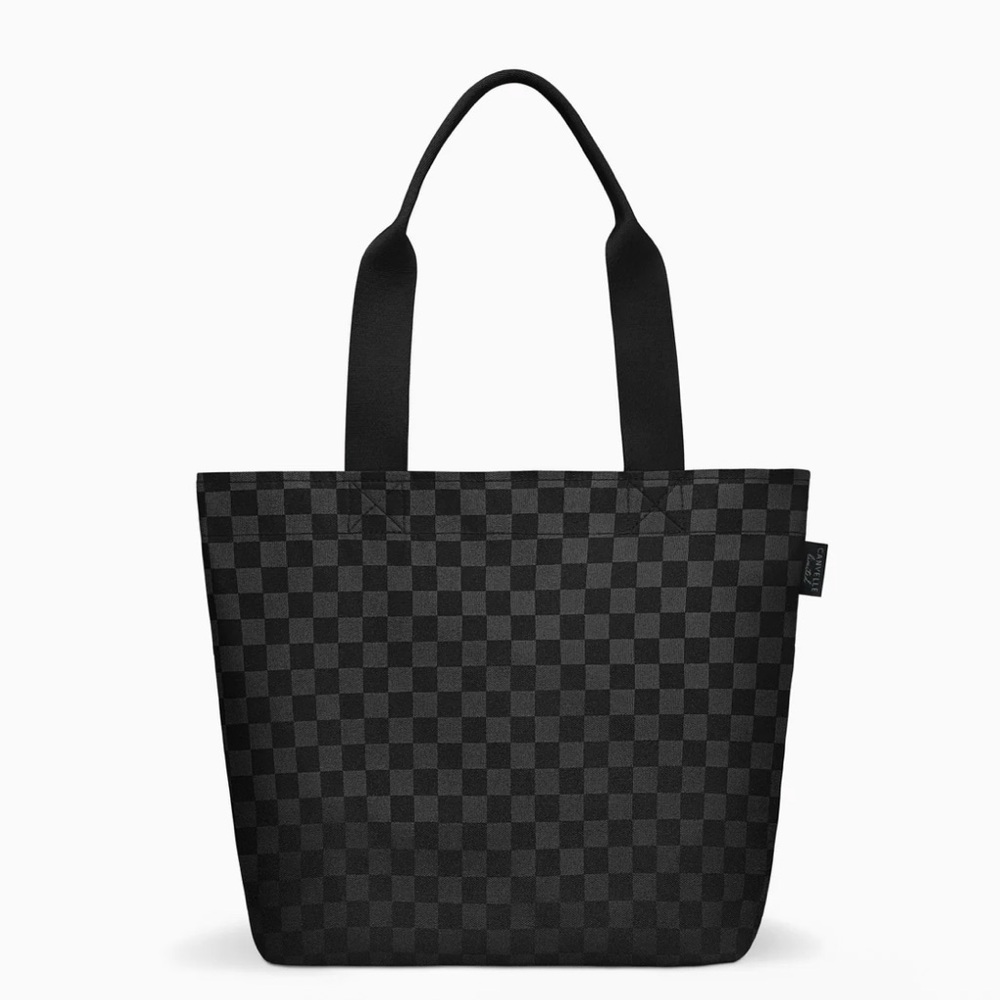 Canvelle Black Checkered Carryall Tote